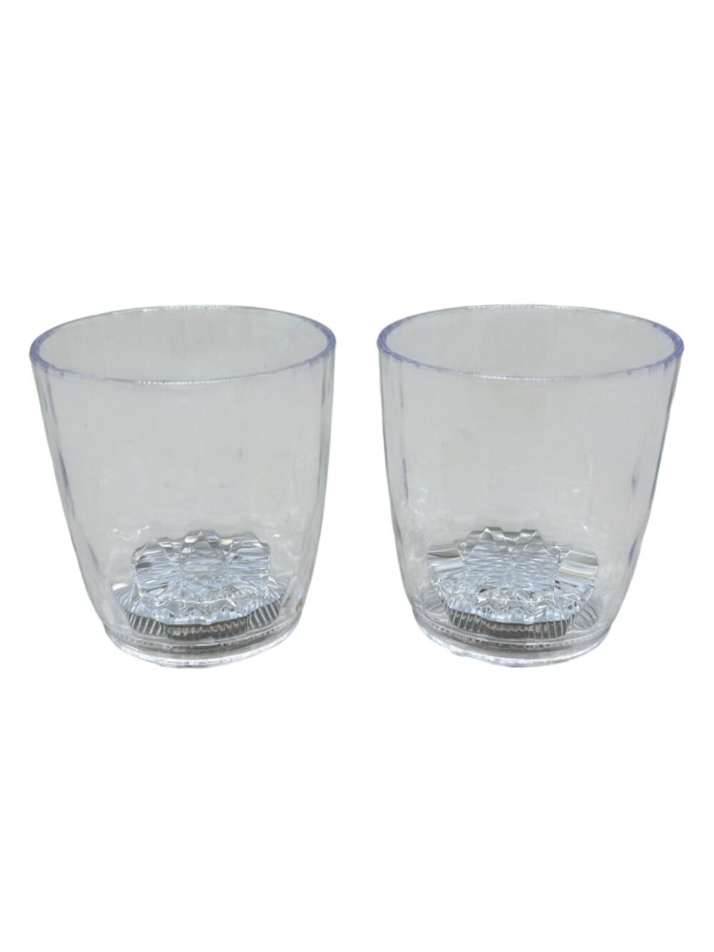 Set Of 2 Clear Acrylic Light Up Drinking Glasses With Textured Bottom Design REA